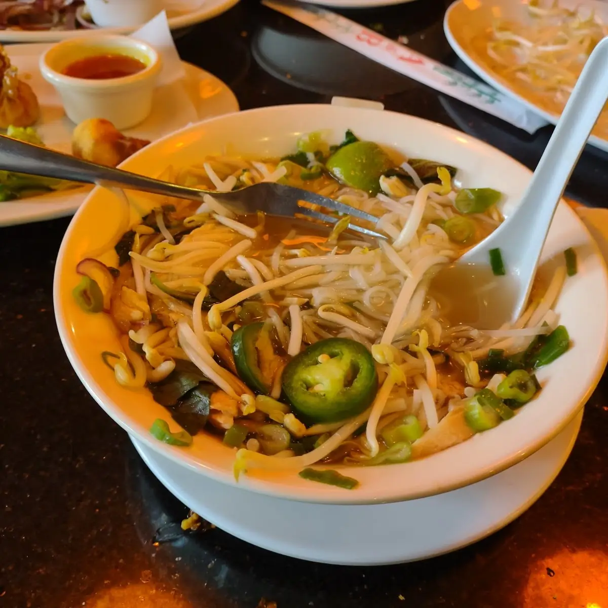 Chicken Pho with Cooked Jalapeno