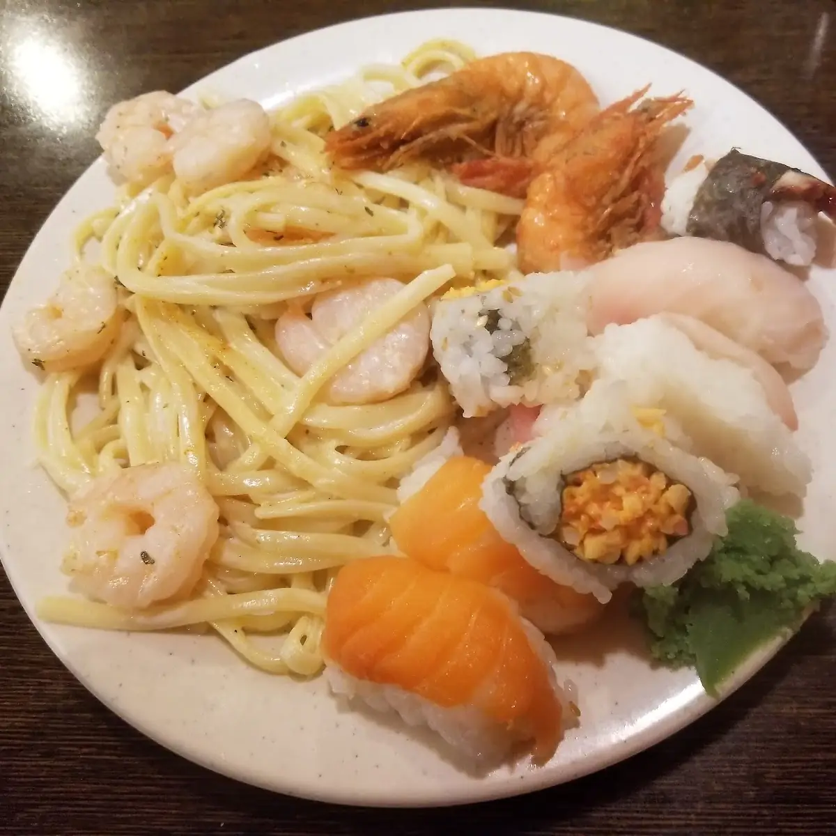 Shrimp Alfredo & Sushi
