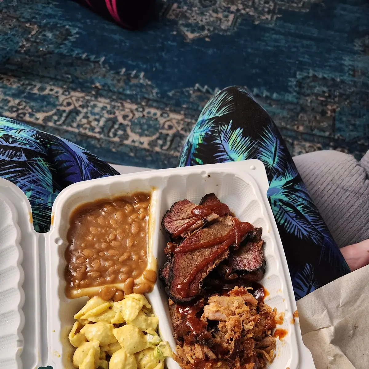 Brisket and Pulled Pork with Beans and Mac Salad