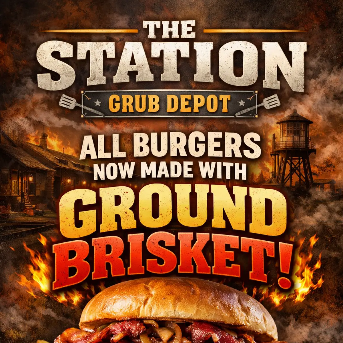 Bacon Mushroom Swiss Brisket Burger