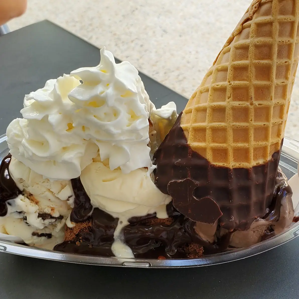 Brownie Sundae with Chocolate Dipped Cone