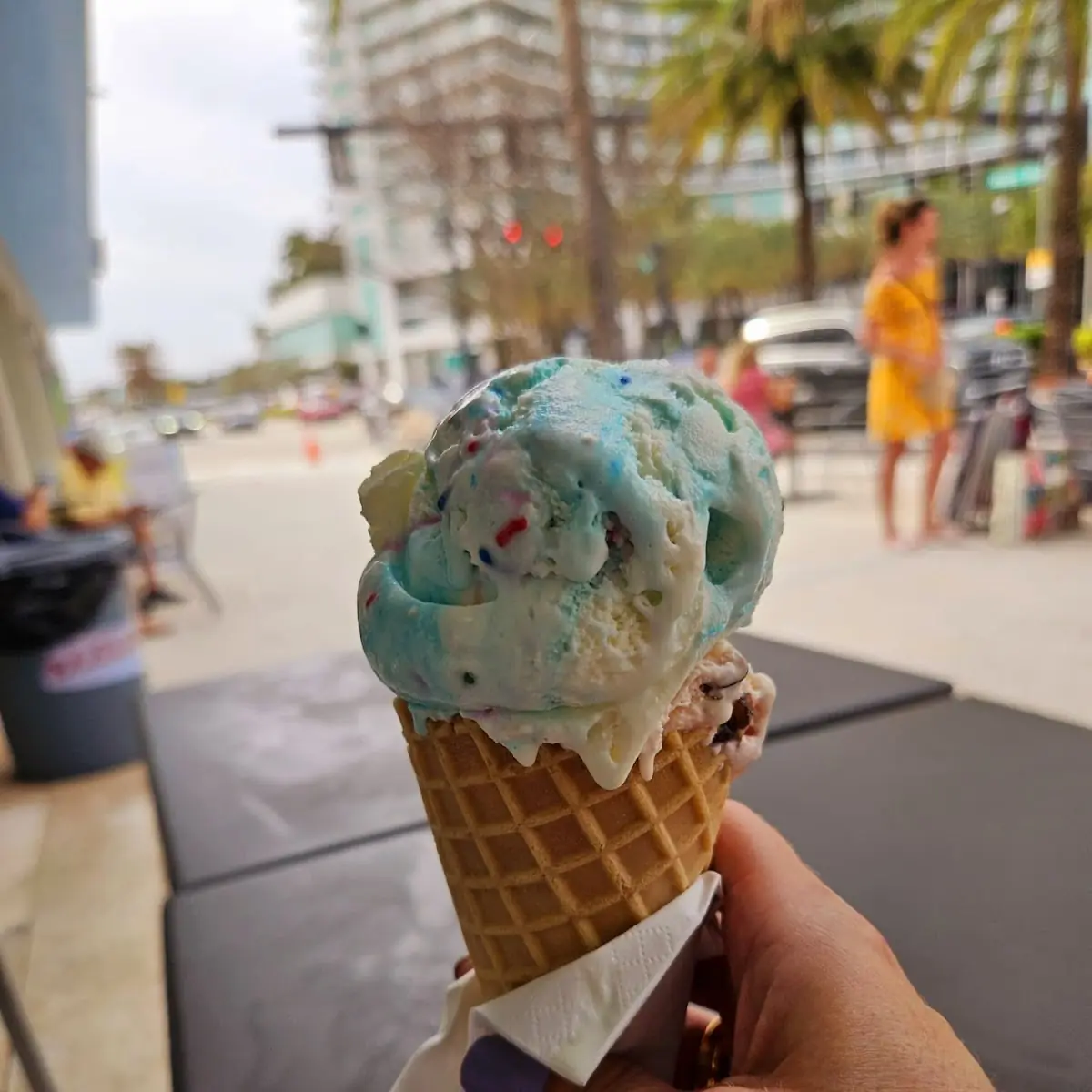 Cookie Monster and Cherry Vanilla Ice Cream