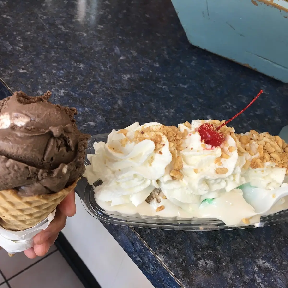 Rocky Road on Waffle Cone