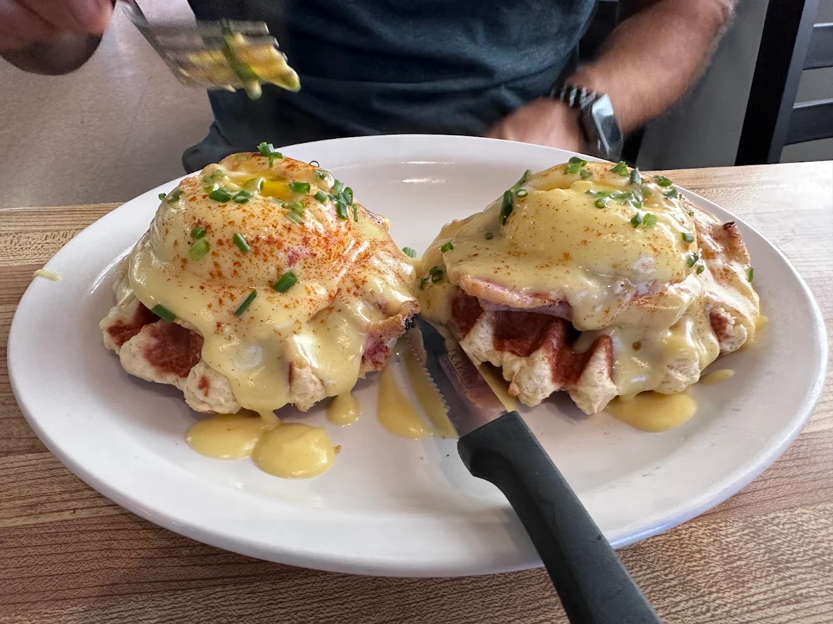 Waffles Benedict, Sola's Restaurant + Patio