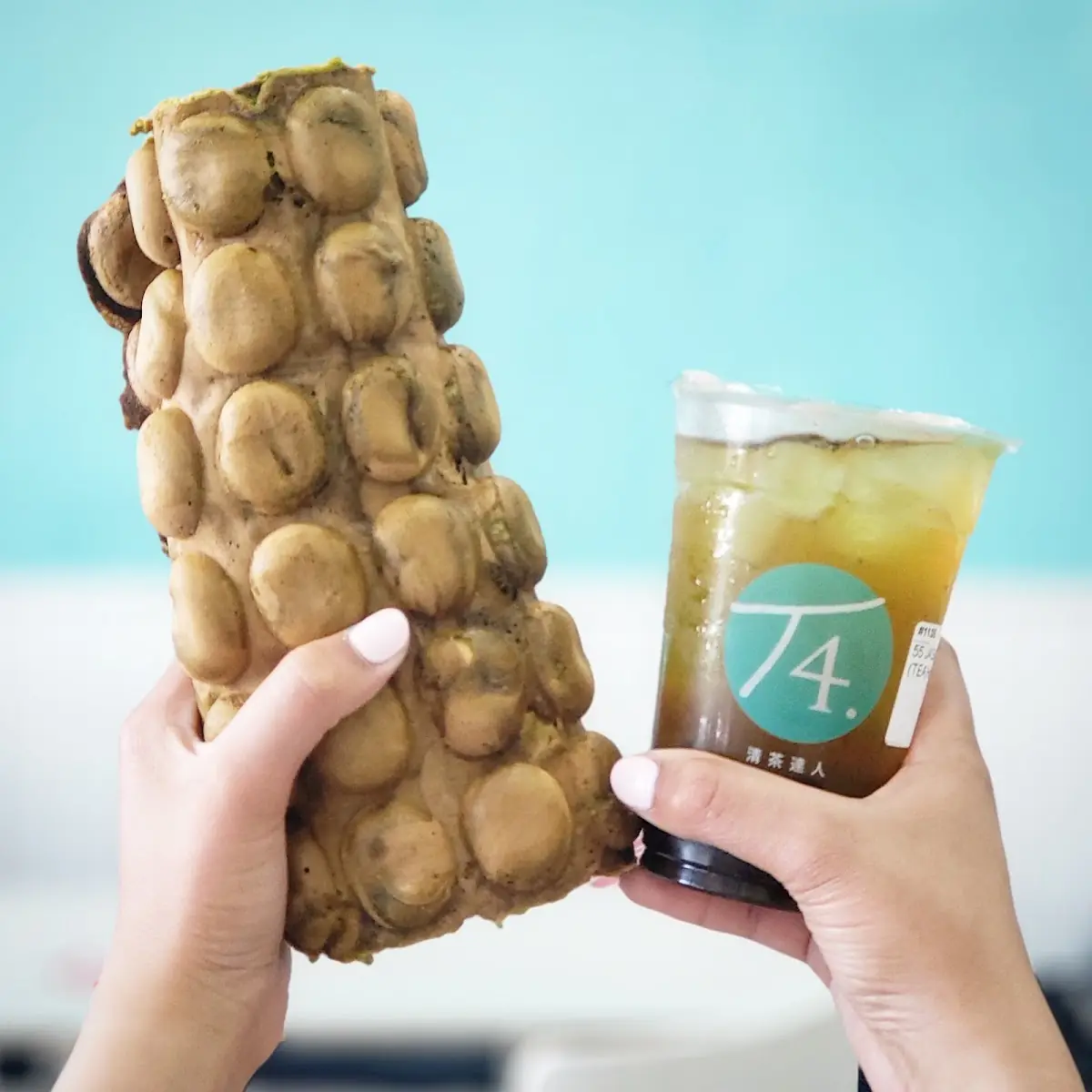 Egg Puff Waffle and Green Tea