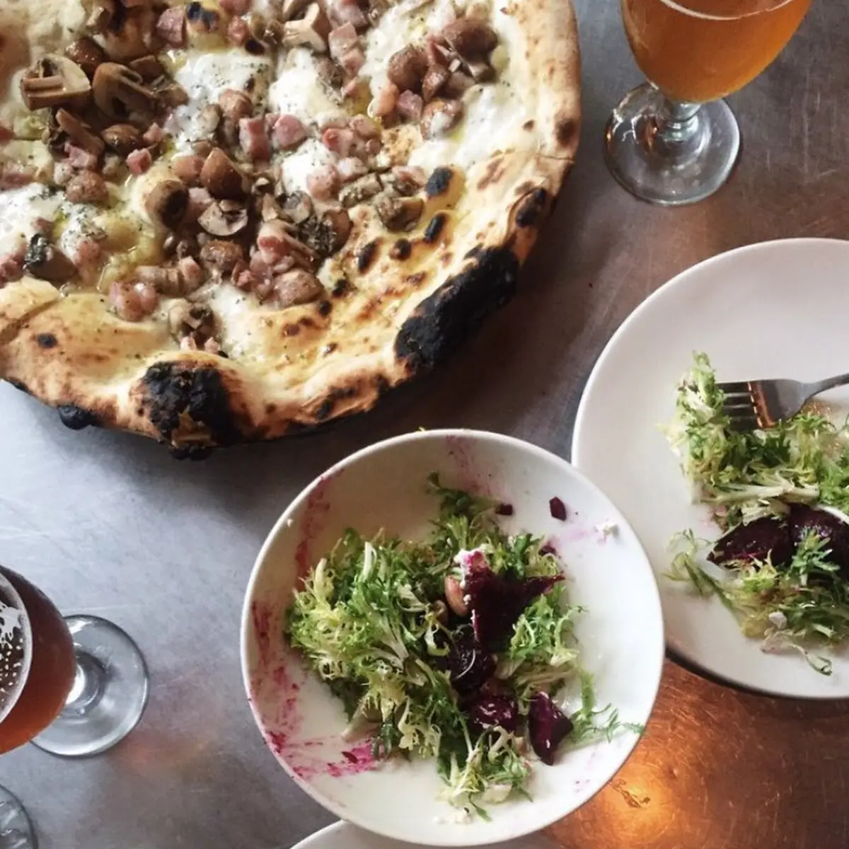 Mushroom Pizza with Pancetta