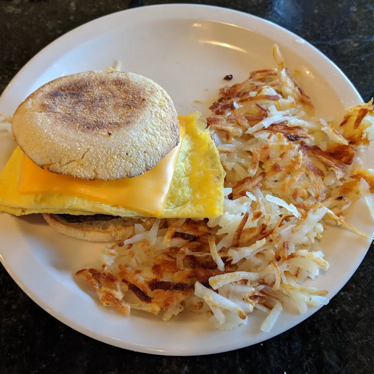 Sausage Egg and Cheese Biscuit with Hash Browns