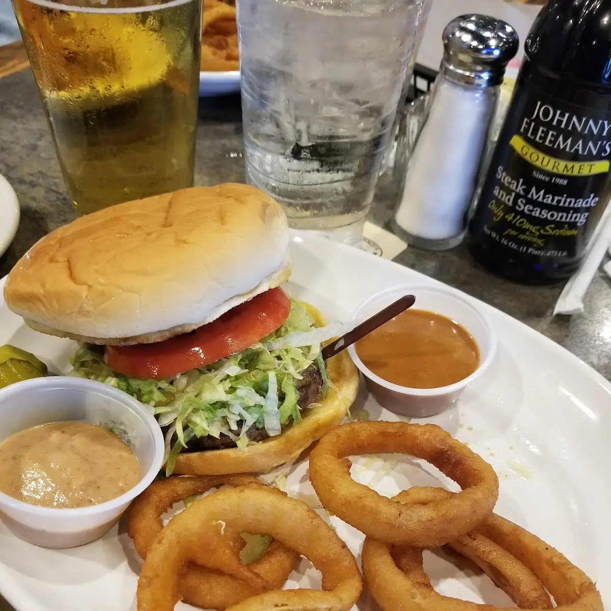 Cheeseburger Special and Onion Rings
