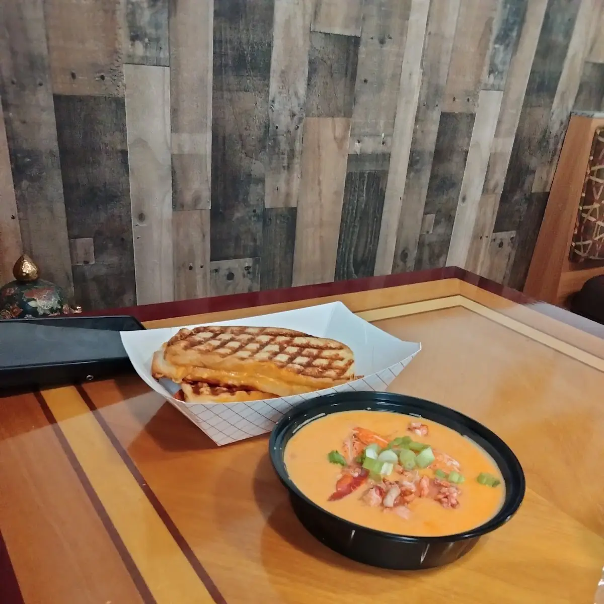 Lobster Bisque with Grilled Cheese Sandwich
