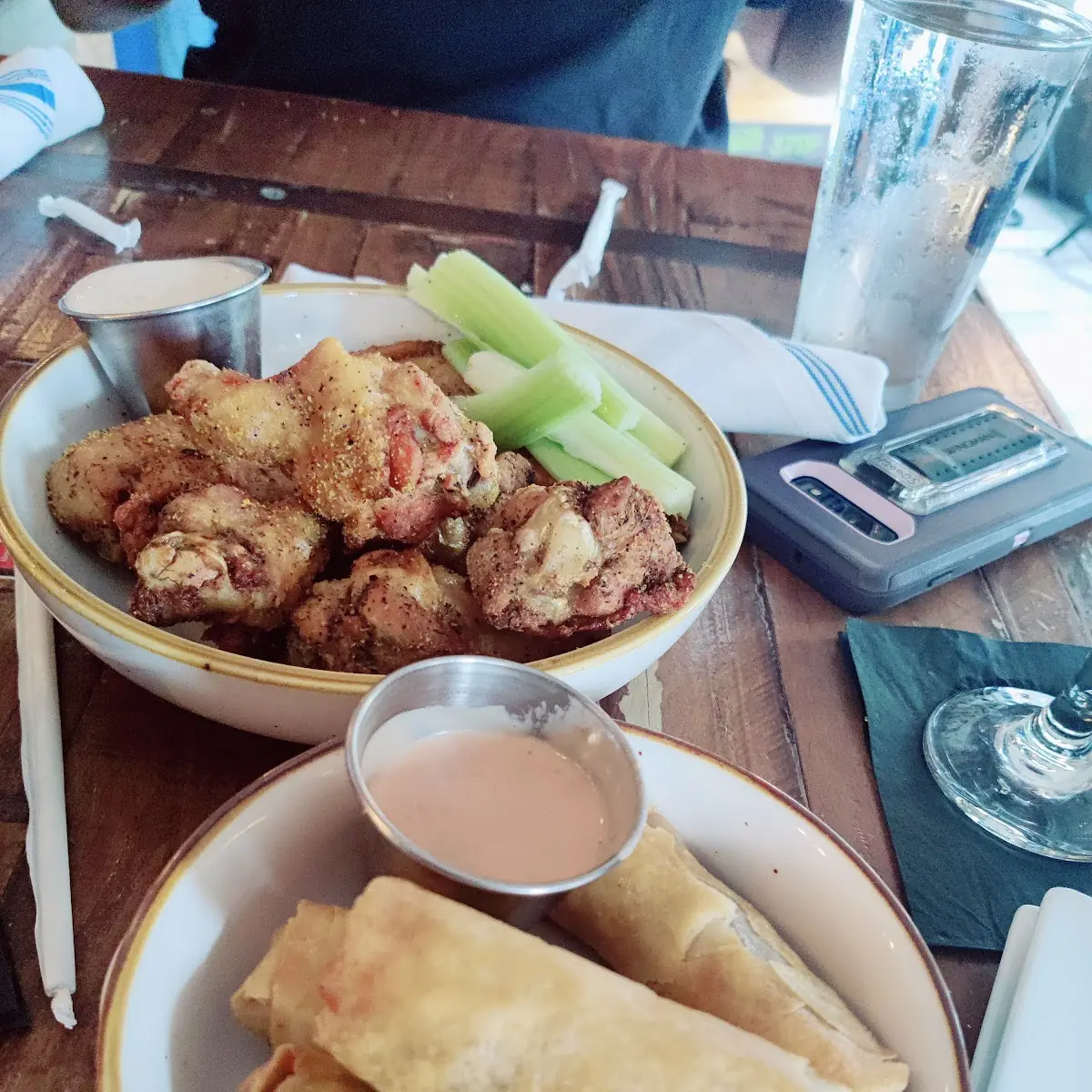 Lemon Pepper Wings and Cheeseburger Rolls