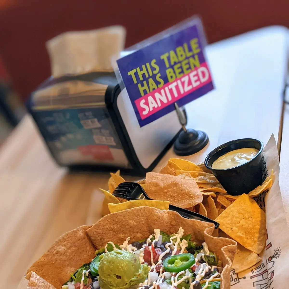 Black Bean Salad with Chips and Drink