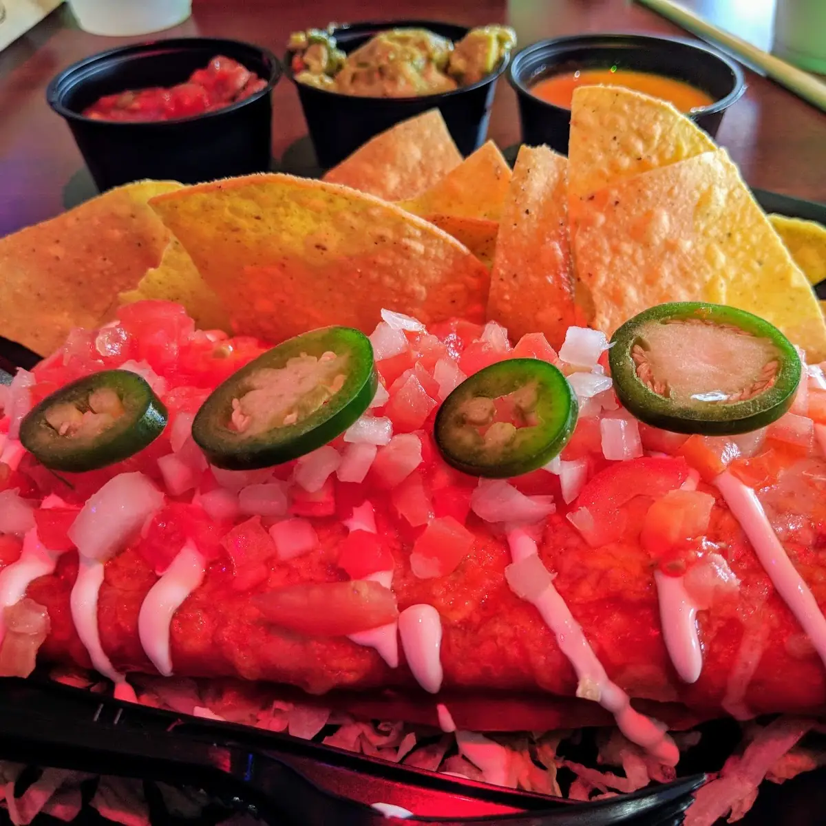 Steak Chimichanga Wet with Chipotle Sauce