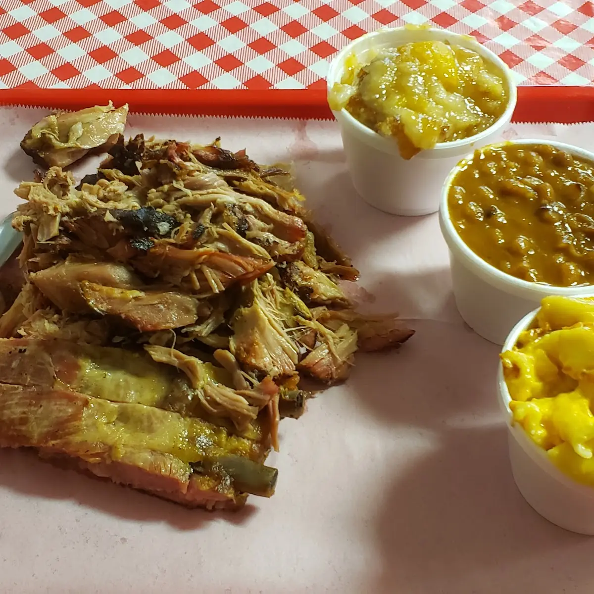 Pork BBQ Ribs Baked Beans Mac and Cheese