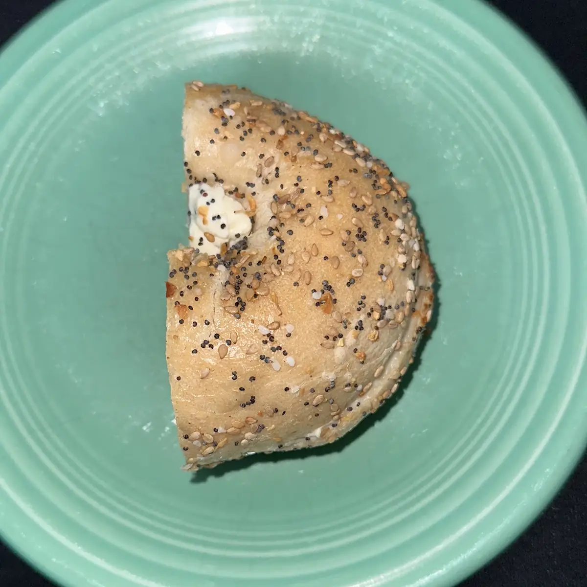Toasted Everything Bagel with Plain Cream Cheese Cut
