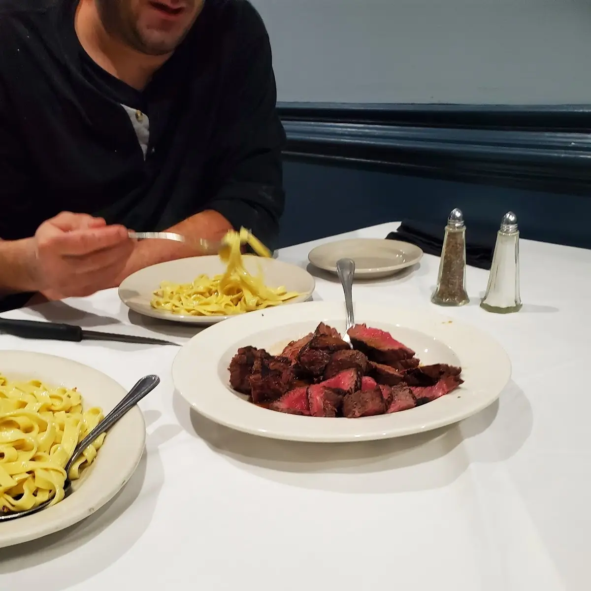 Fettuccine Alfredo with a Side of Steak