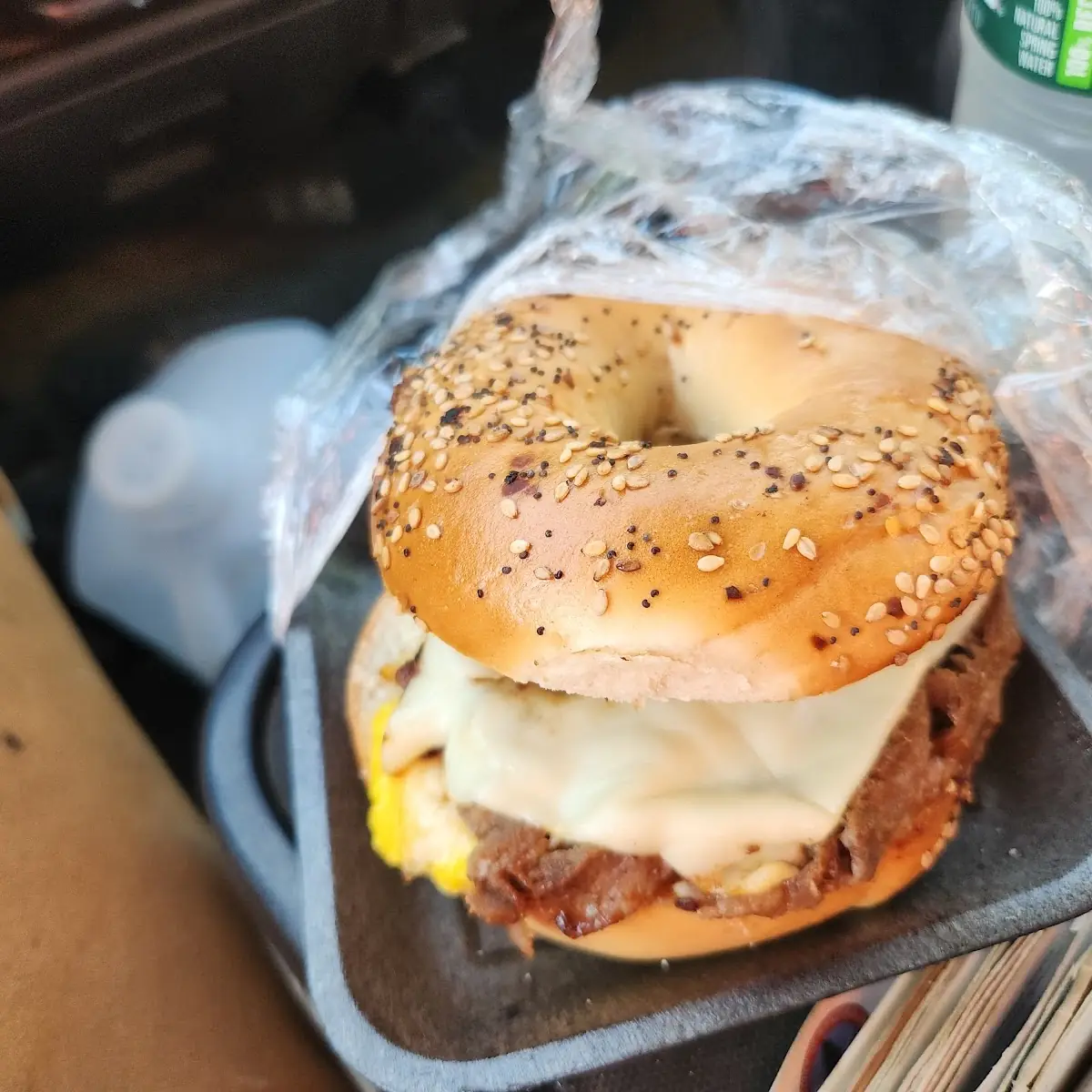 Steak and Cheese on Everything Bagel