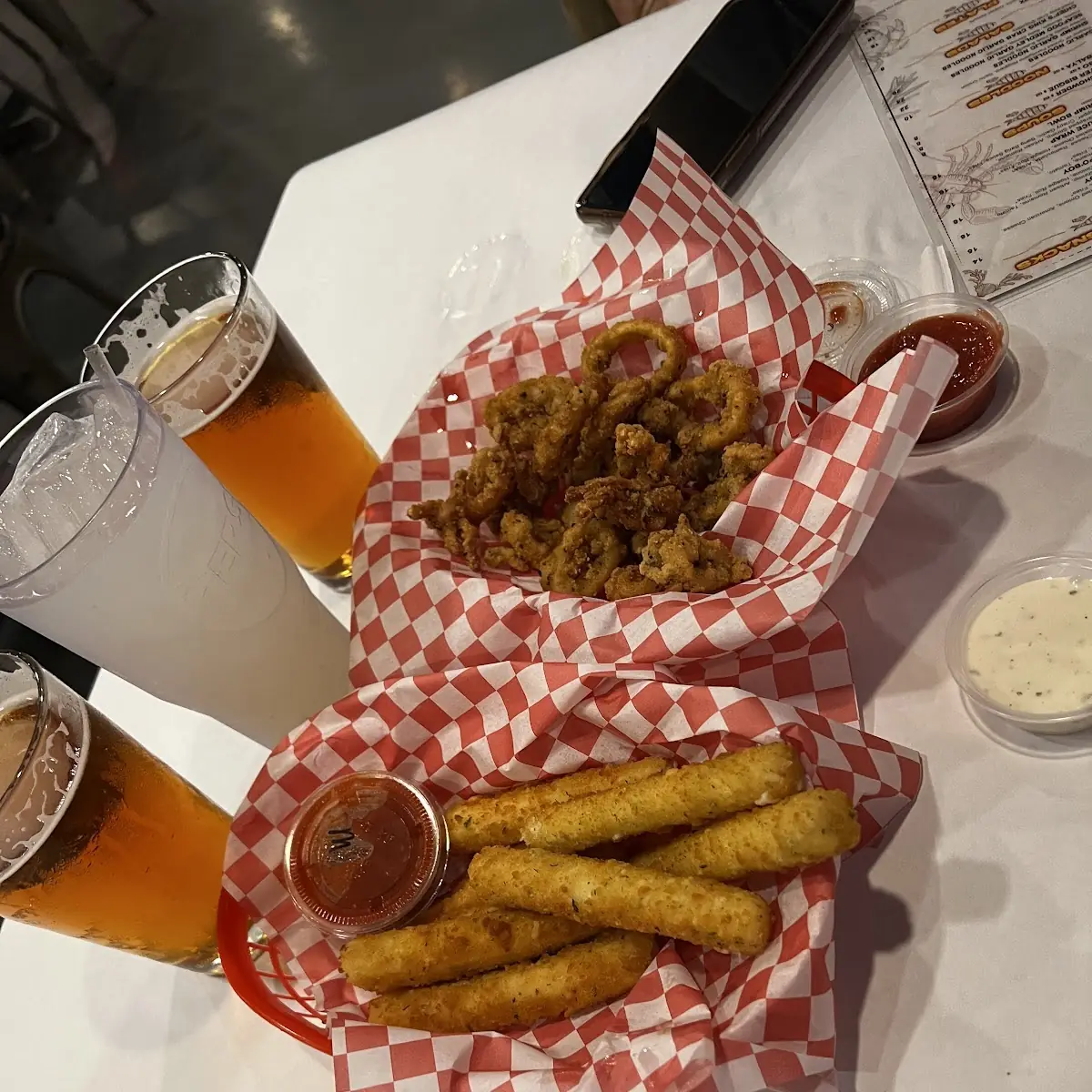 Mozzarella Sticks and Fried Calamari