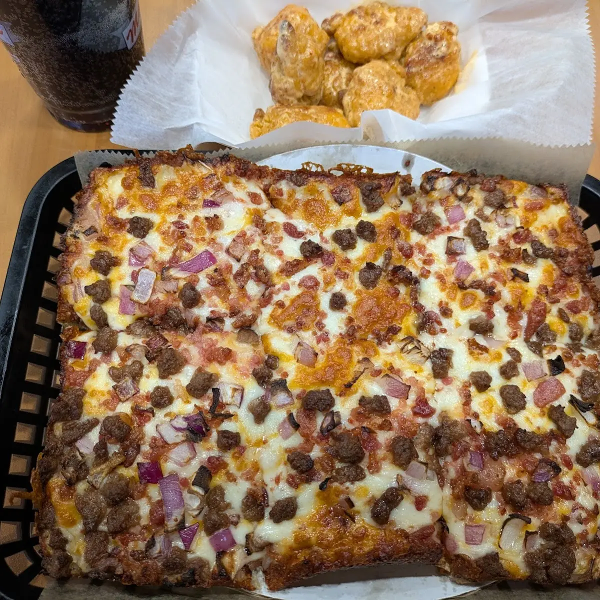 Double Cheeseburger Deep Dish and Cajun Ranch Boneless Wings