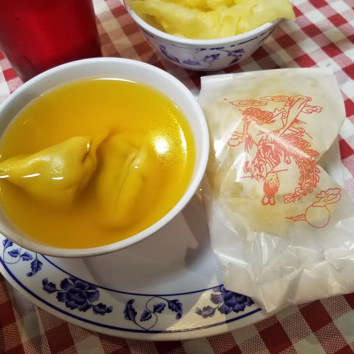Won Ton Soup and Egg Rolls