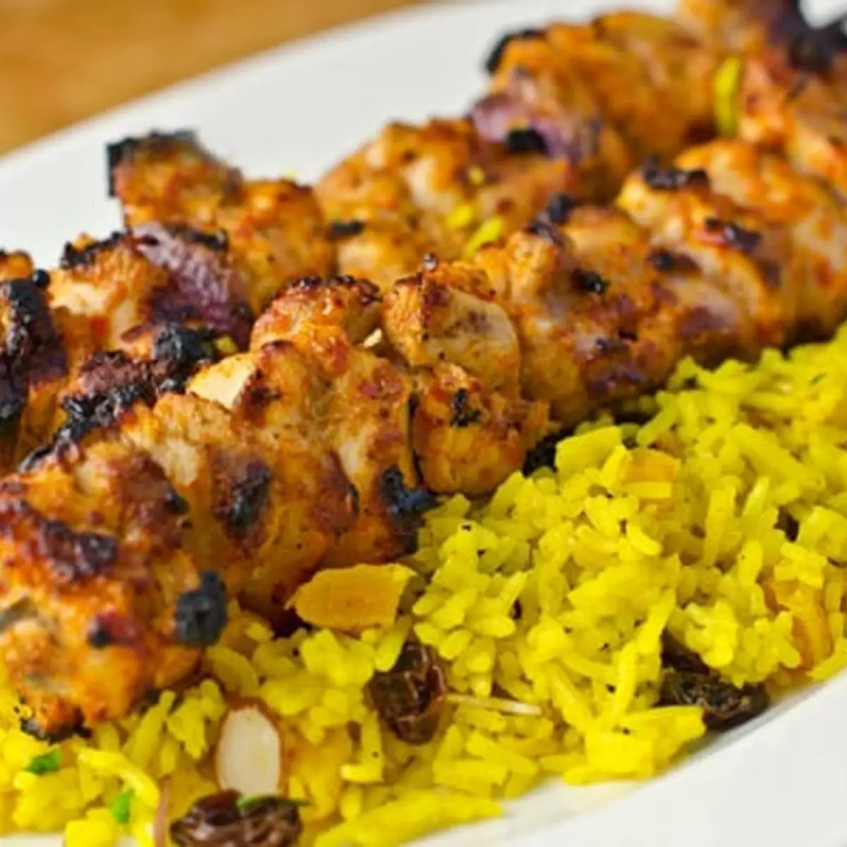 Chicken Kebab over Rice Platter