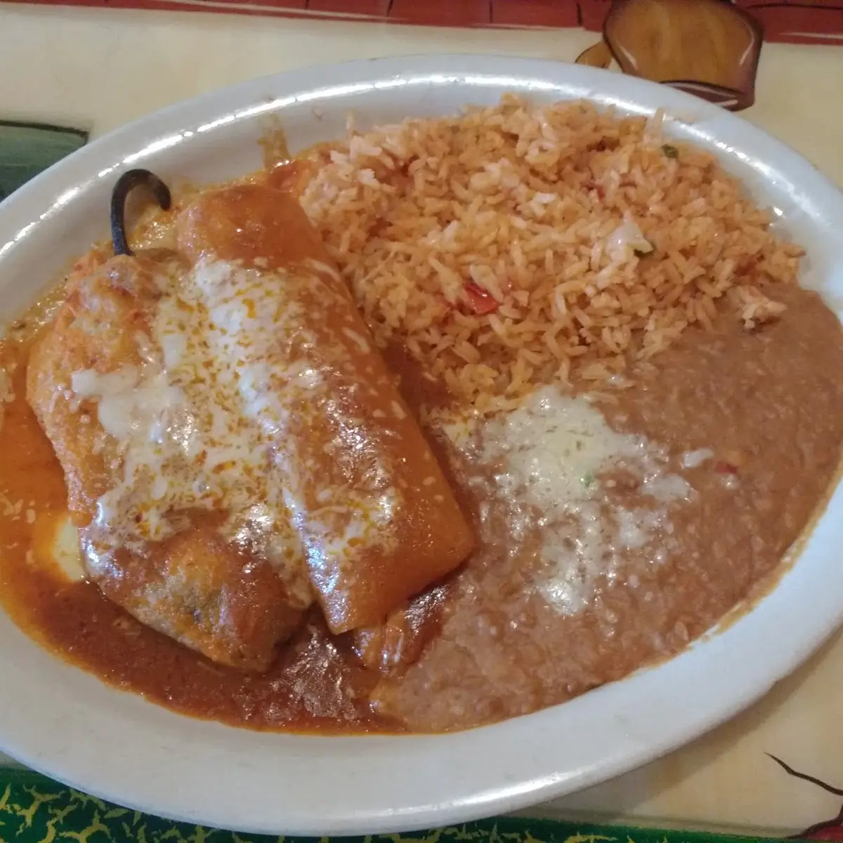 Chili Relleno and Chicken Enchilada Combo