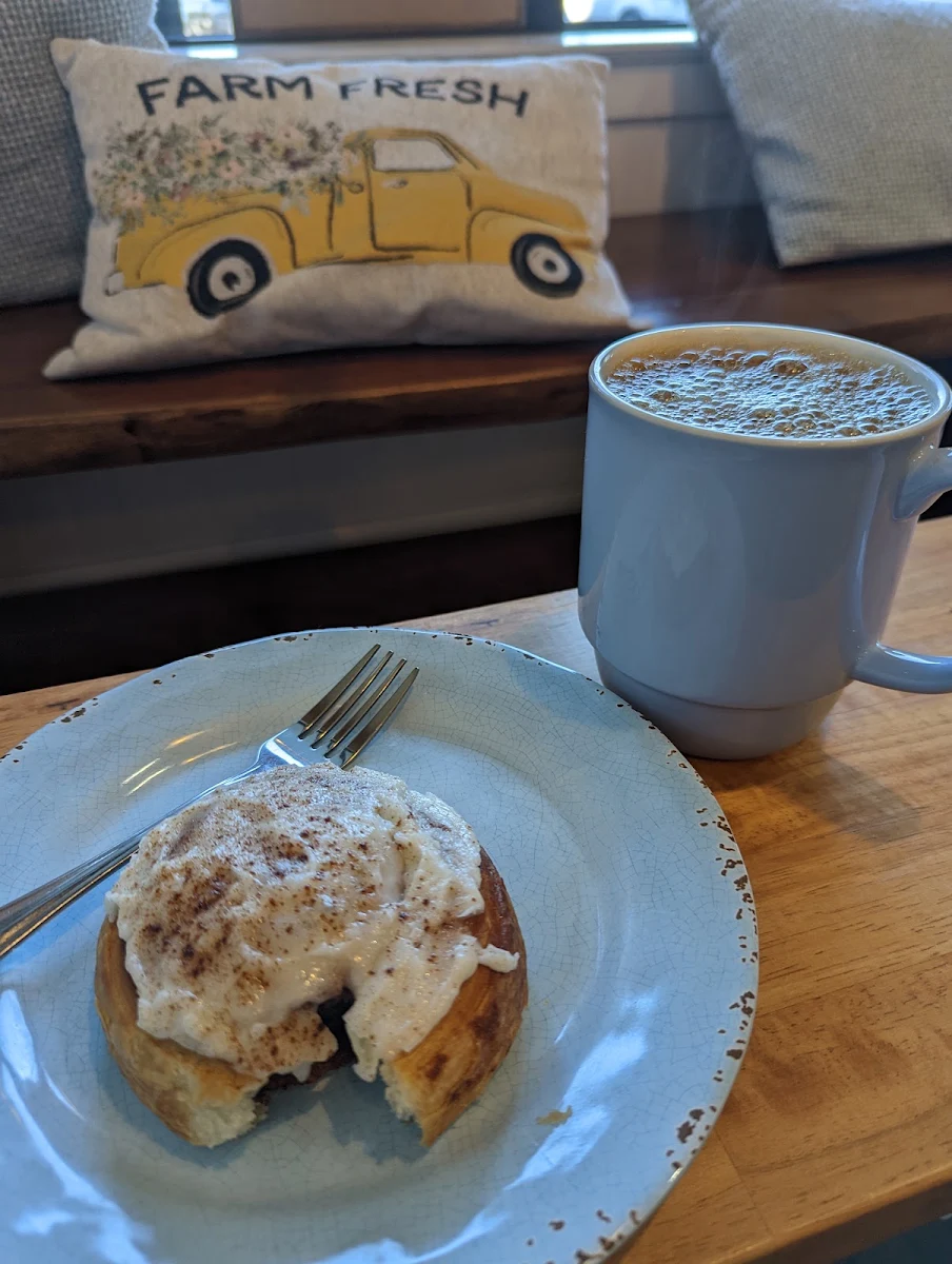 Cinnamon Roll and Coffee w Cream
