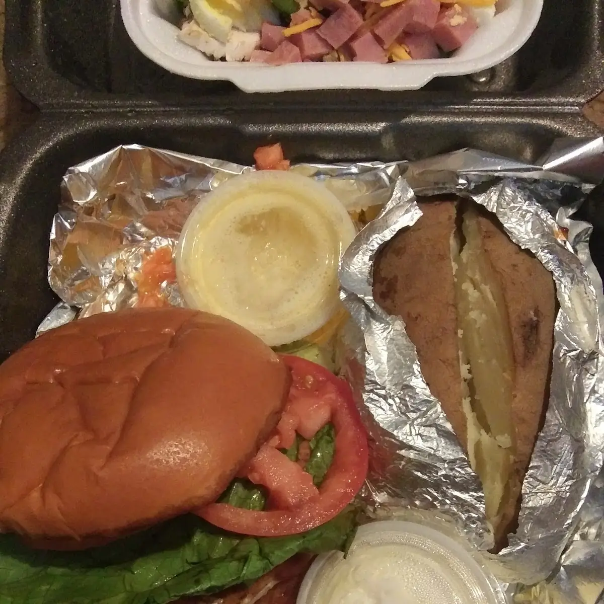Grilled Chicken Sandwich with Baked Potato
