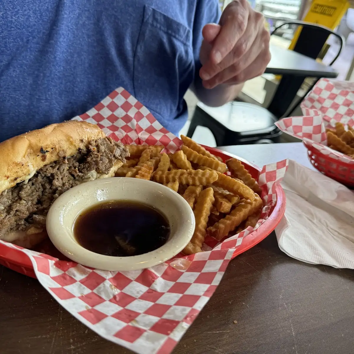 Pulled Pork Sandwich and Fries