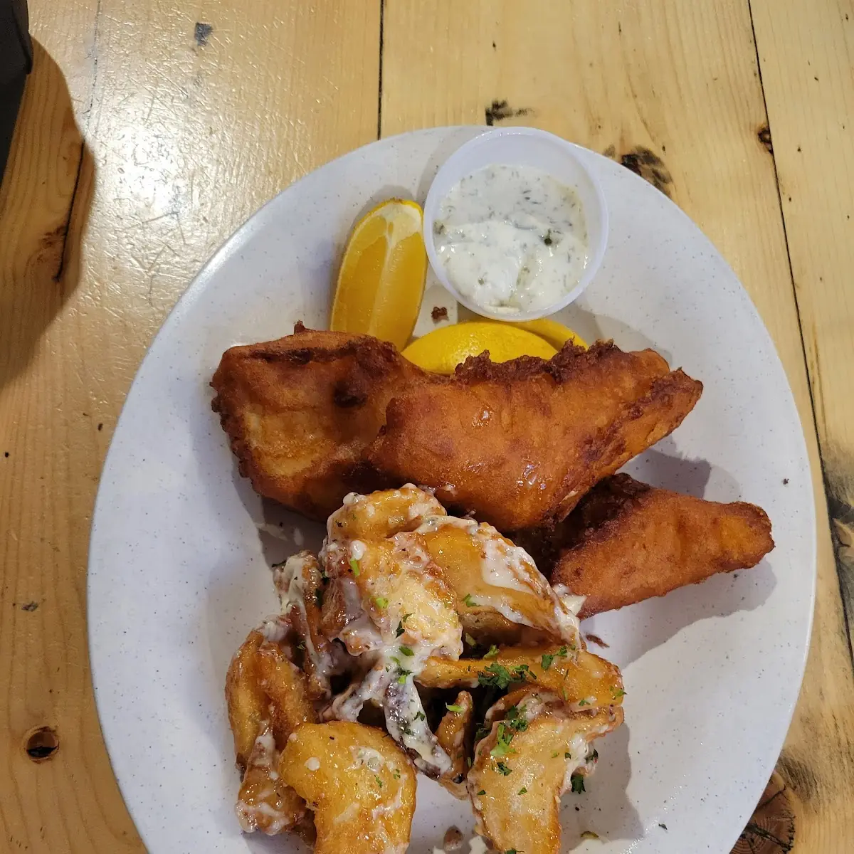 Fish and Chips Garlic Fries