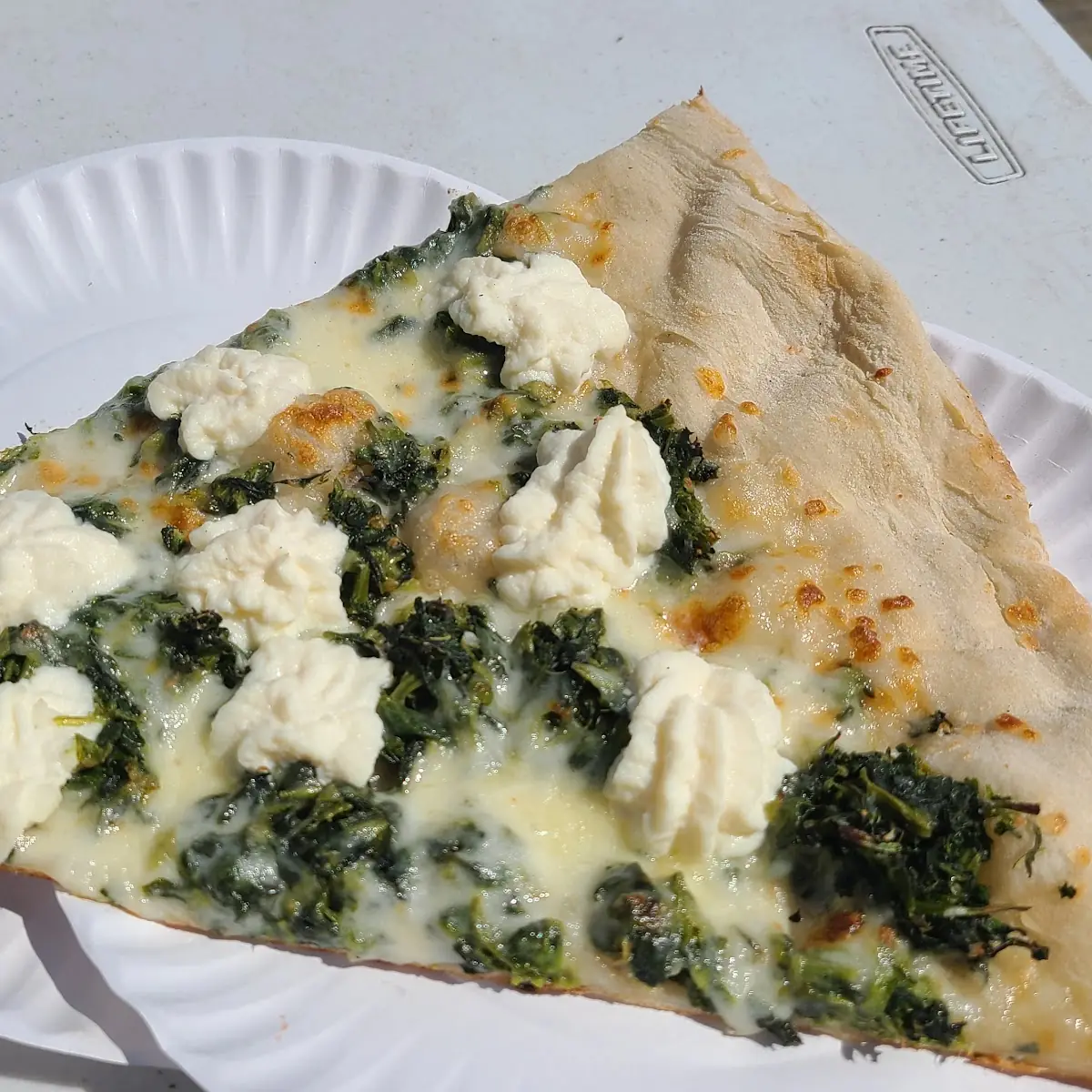 Spinach Ricotta Cheese Pizza Slice