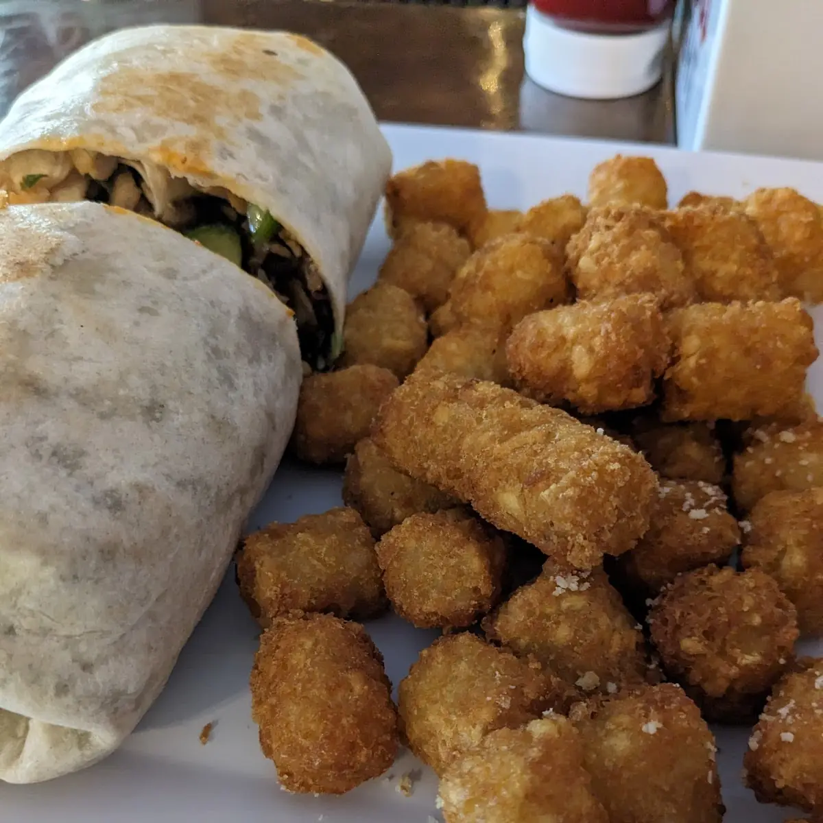 Chicken Wrap with Fried Tater Tots