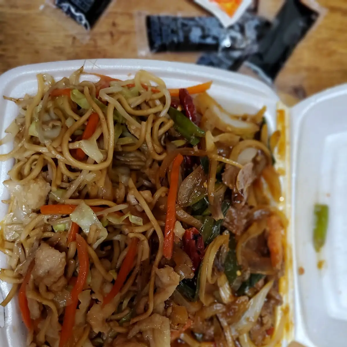 Mongolian Beef with Chicken Chow Mein