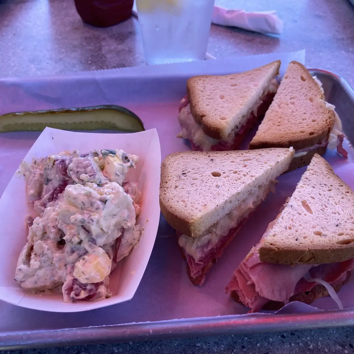 Reuben in GF Bread with Potato Salad