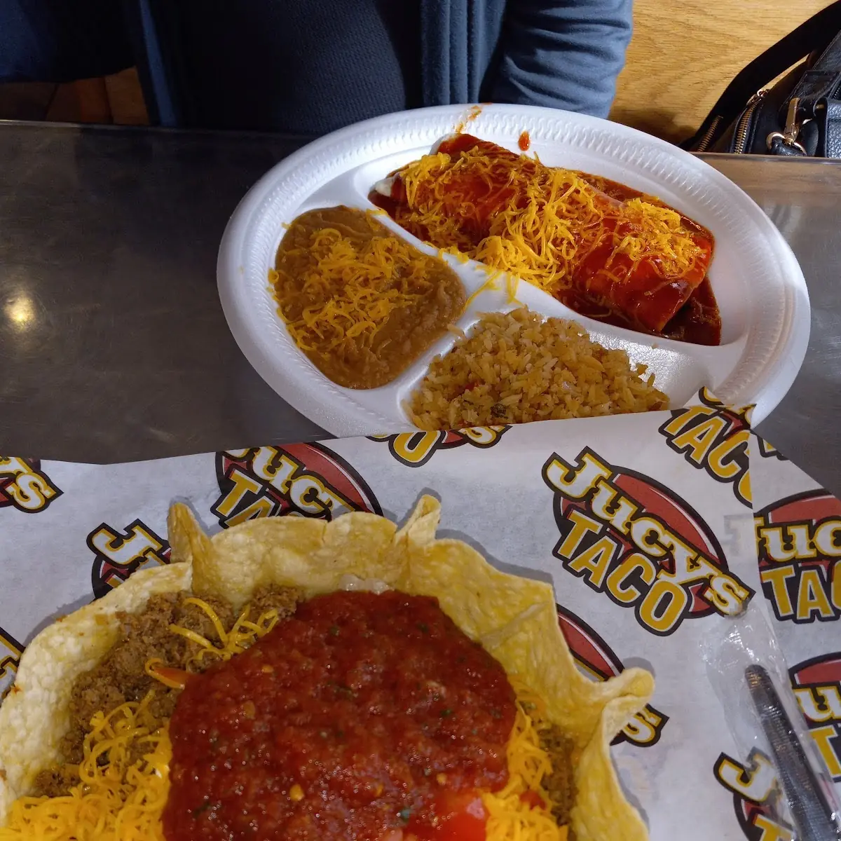 Taco Salad and Beef Enchilada Plate