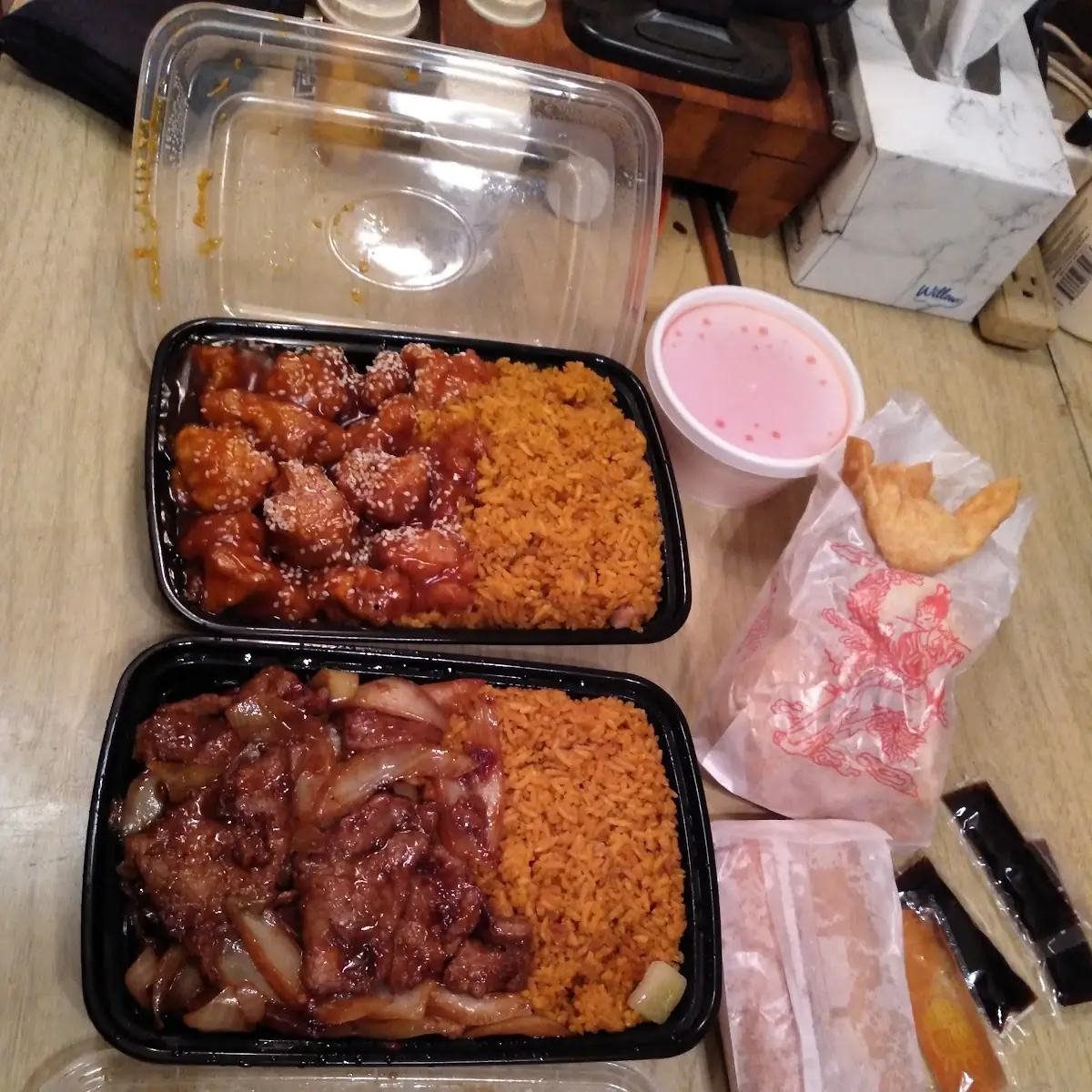 Sesame Chicken & Mongolian Beef Crab Rangoon