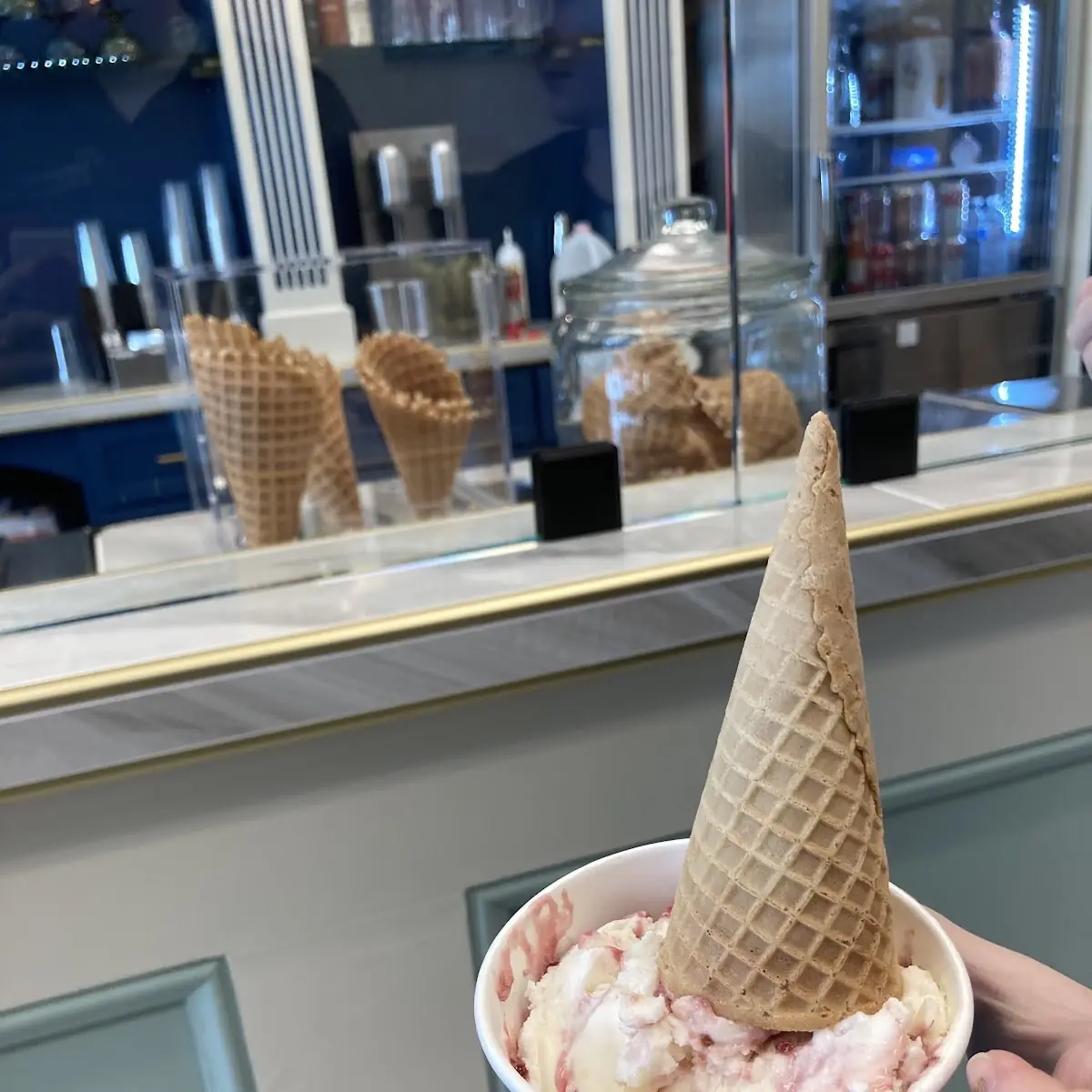 White Chocolate Raspberry with Sugar Cone