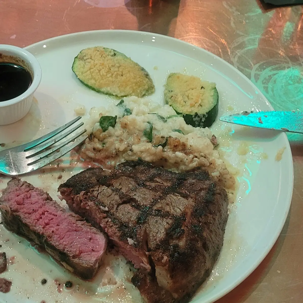 Ribeye Steak with Risotto and Zucchini