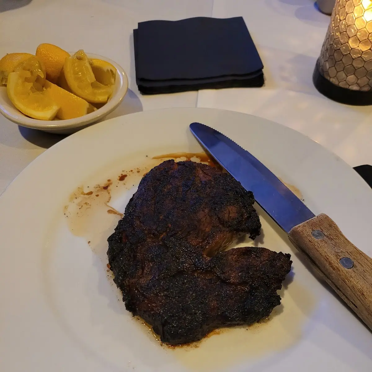 6oz Ribeye Steak Fried Extra Dark on Both Sides