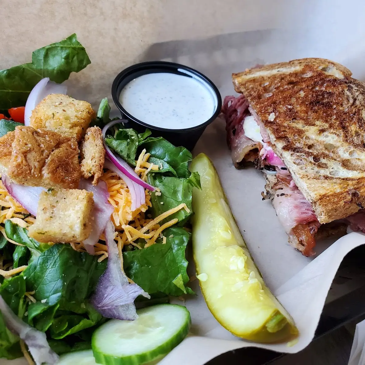 Grilled Reuben with Side Salad