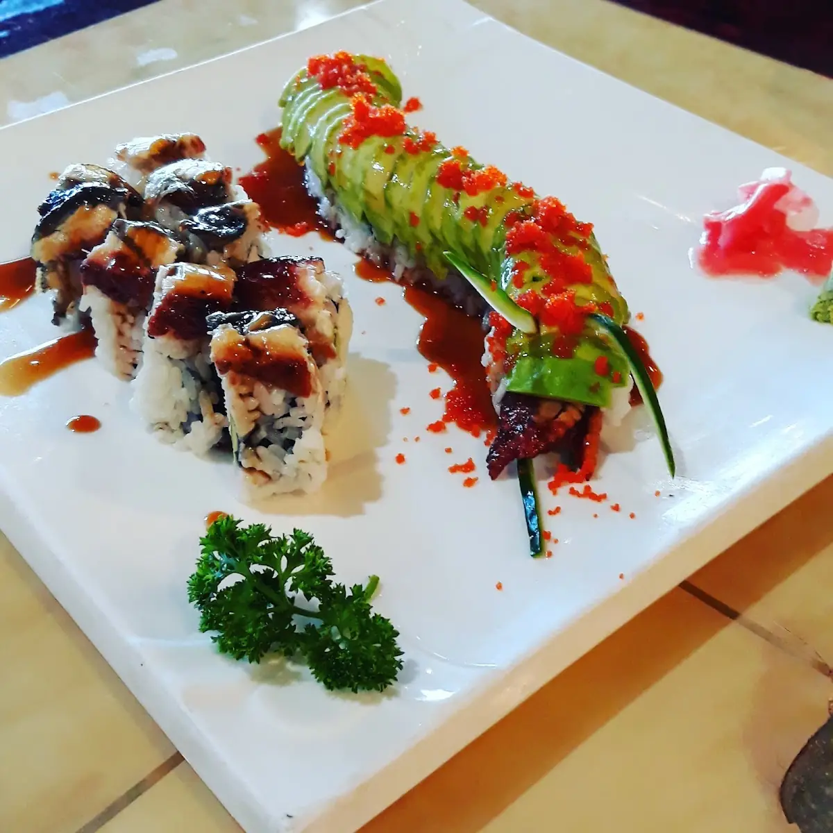 Dragon Roll and Caterpillar Roll