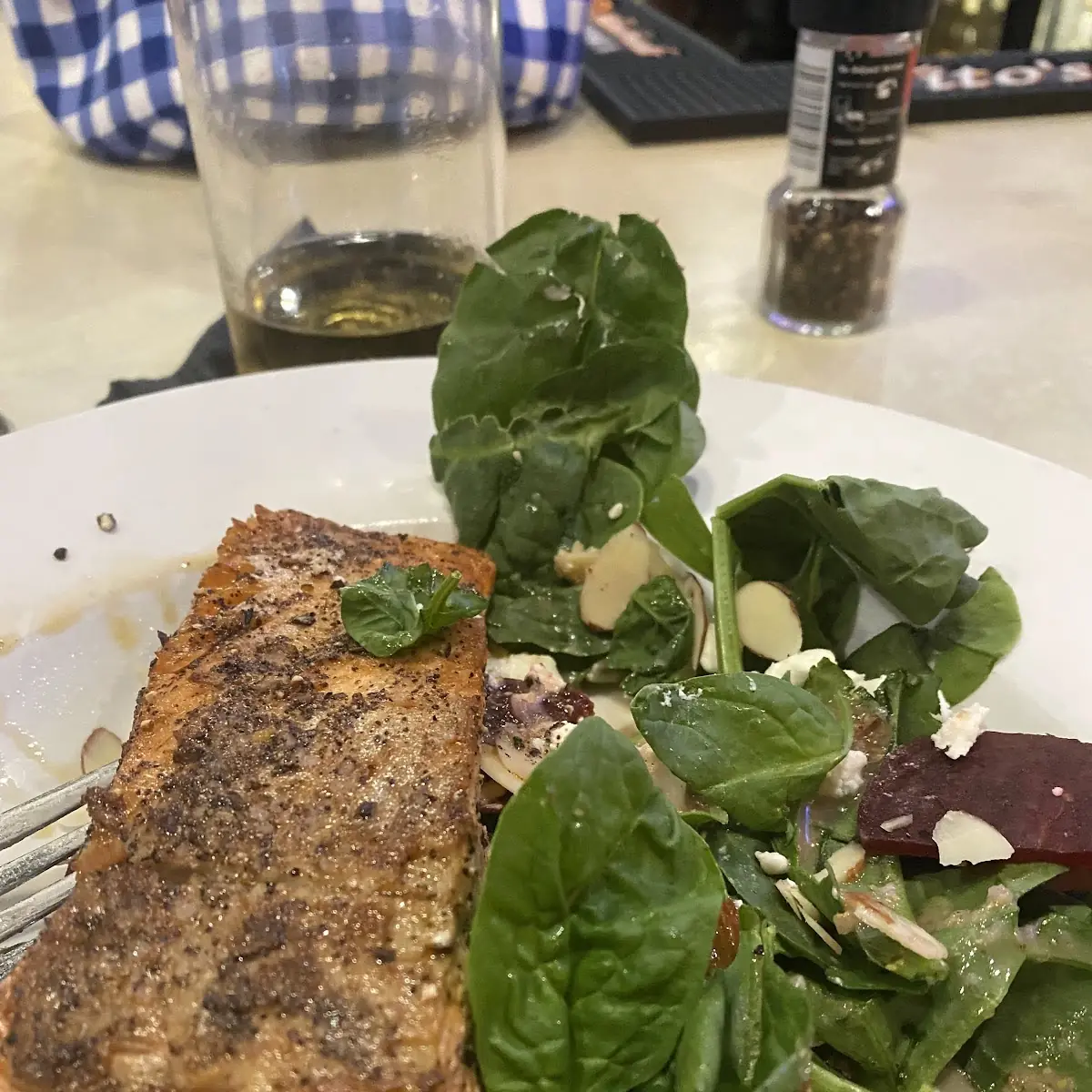 Beet Spinach Salad with Salmon