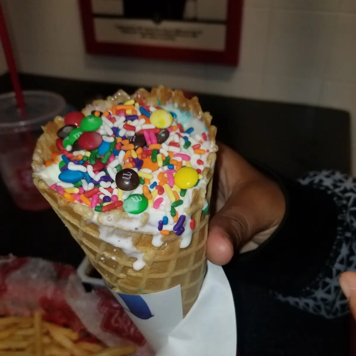 Waffle Cone w 2 Scoops & Toppings