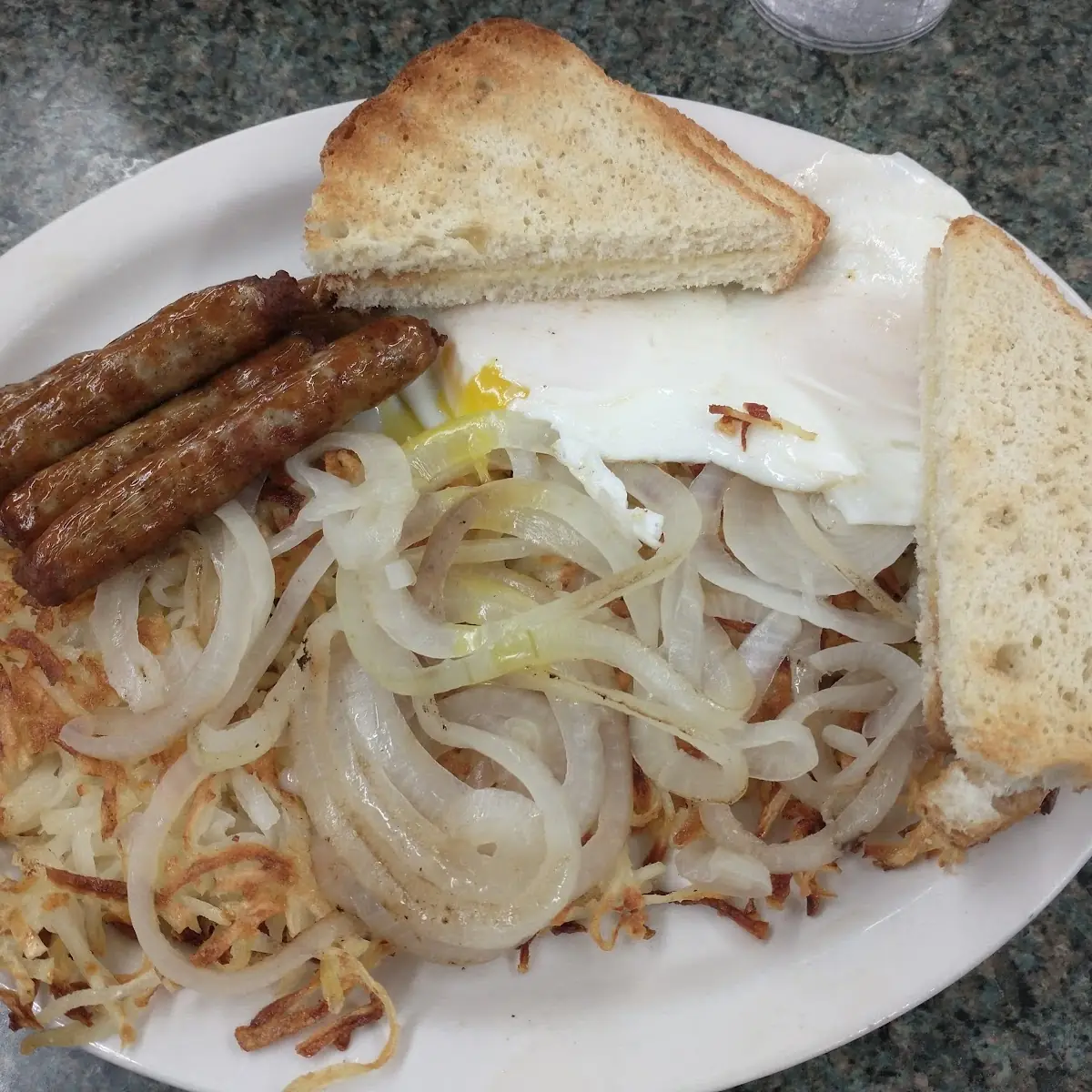 Eggs Hash Browns and Onions