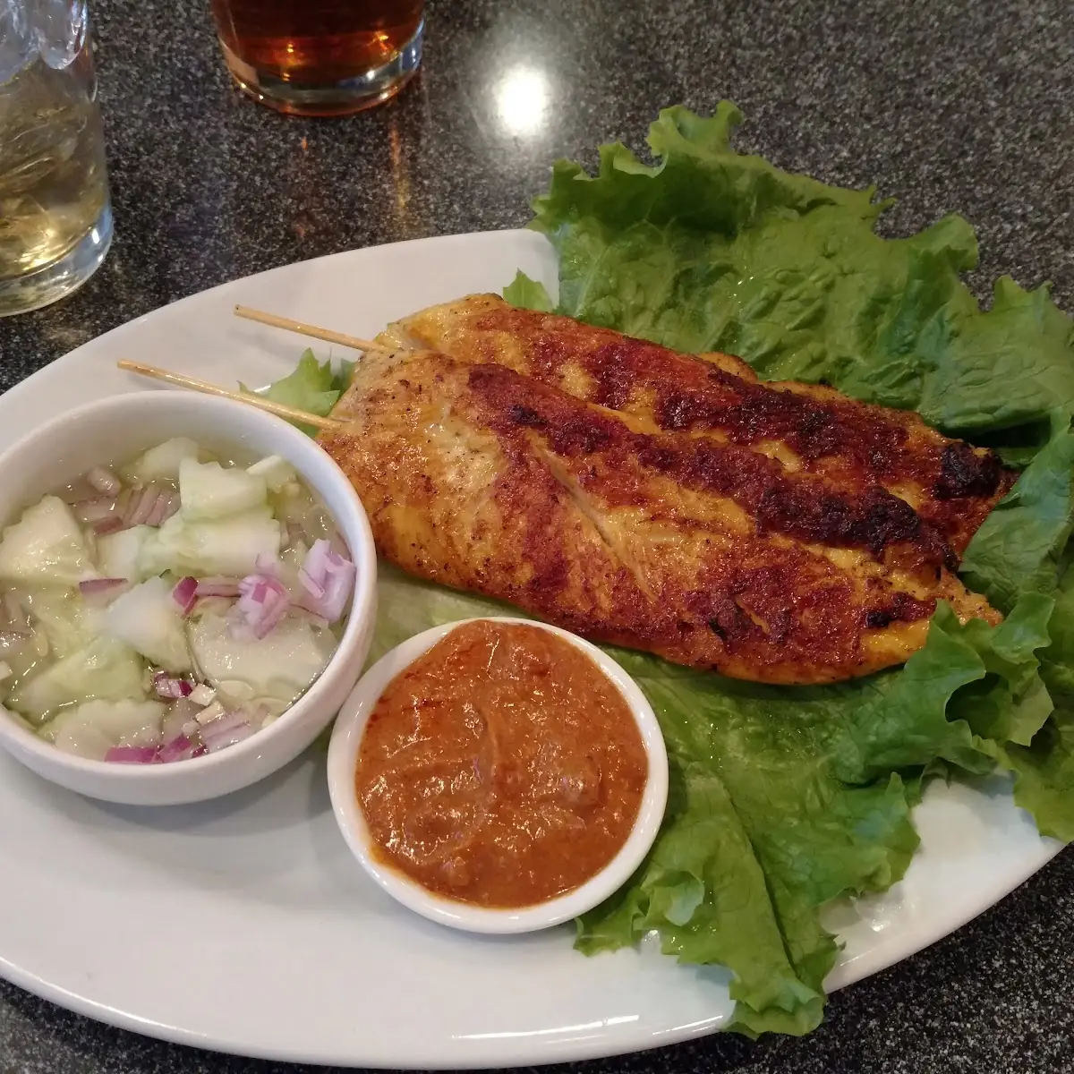 Chicken Satay and Cucumber Salad