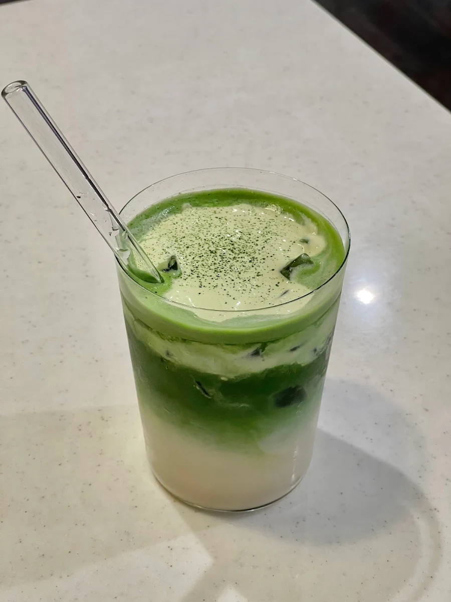 Iced Matcha Latte with Foam