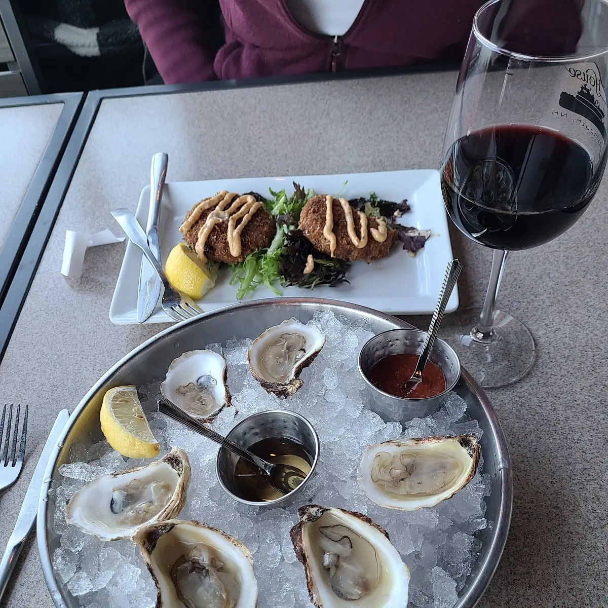 Oysters on the Half Shell and Crab Cakes