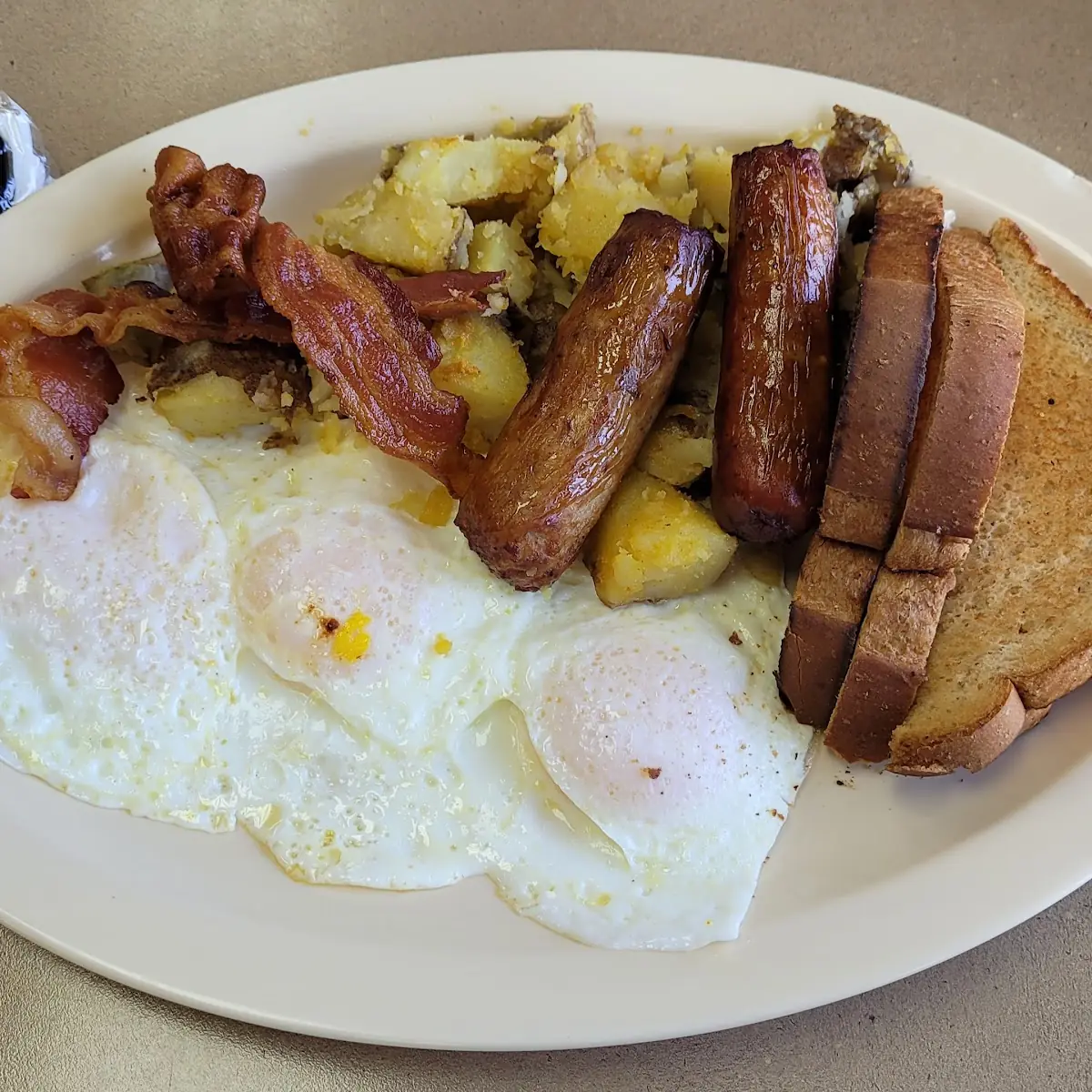 Pancakes and Eggs and Toast