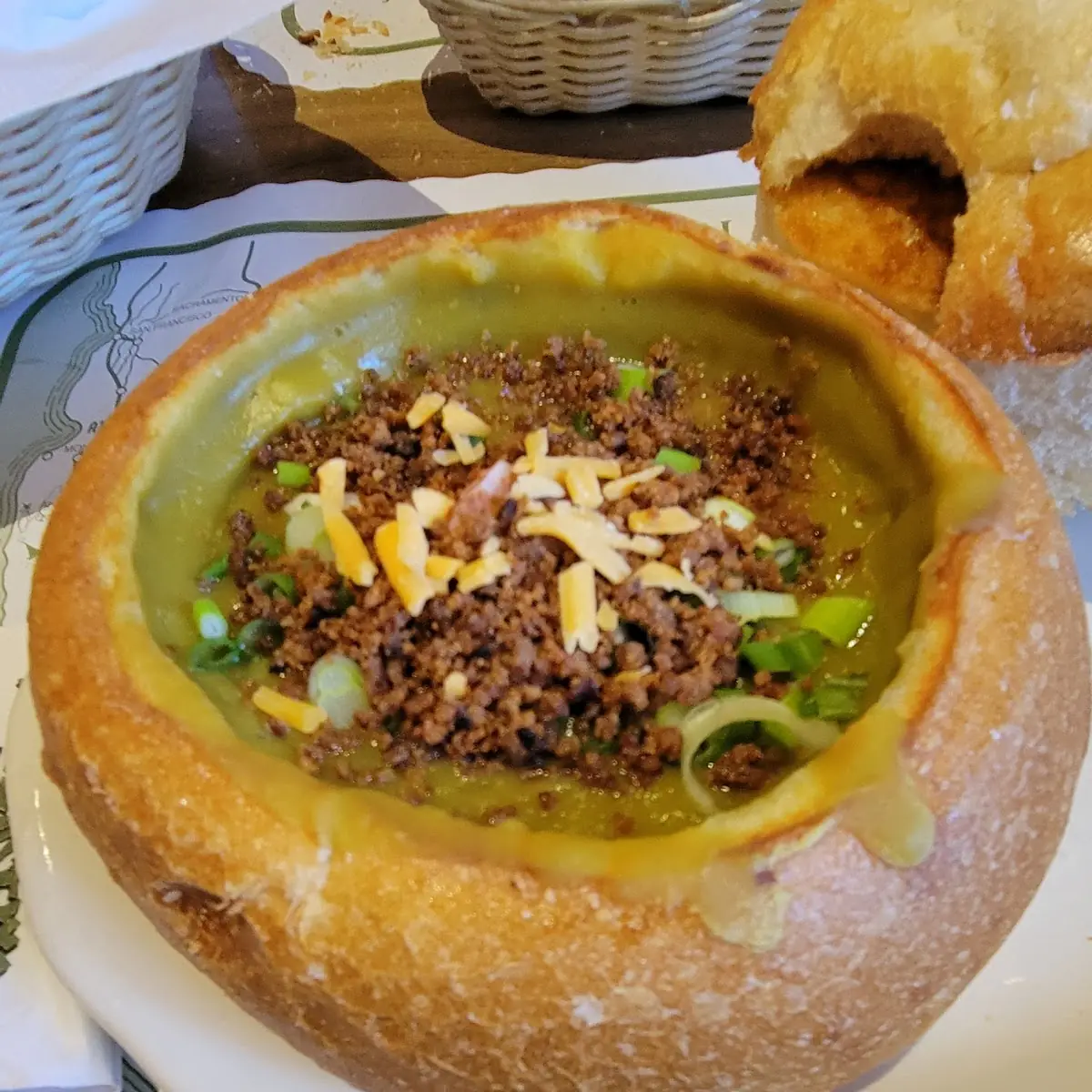 Split Pea Soup in a Bread Bowl