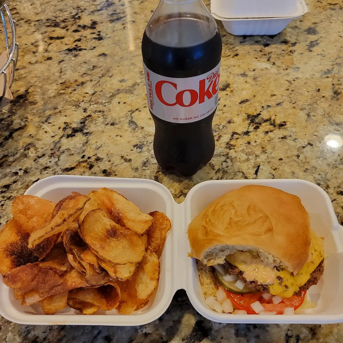 Cheese Burger and Personal Chips