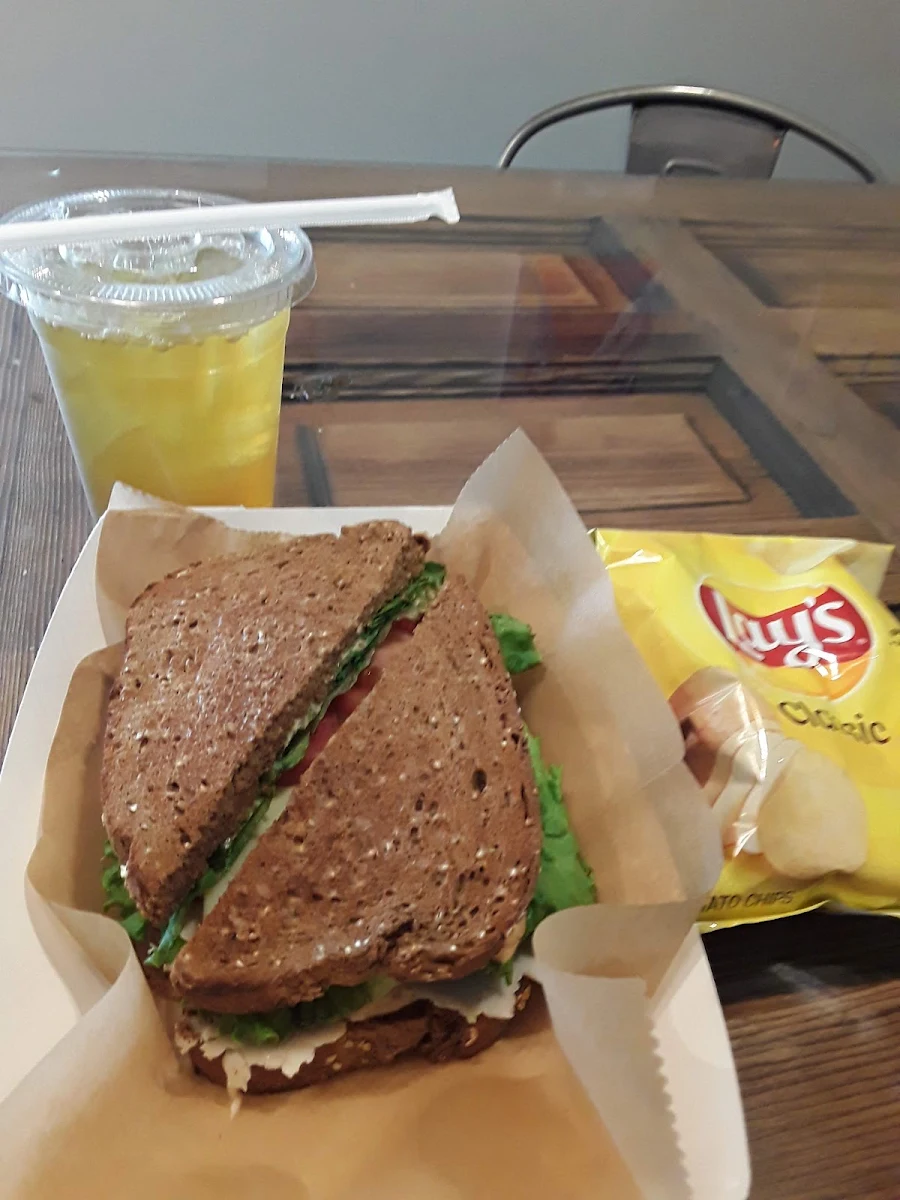 Turkey Bacon Avocado Sandwiche and Green Tea